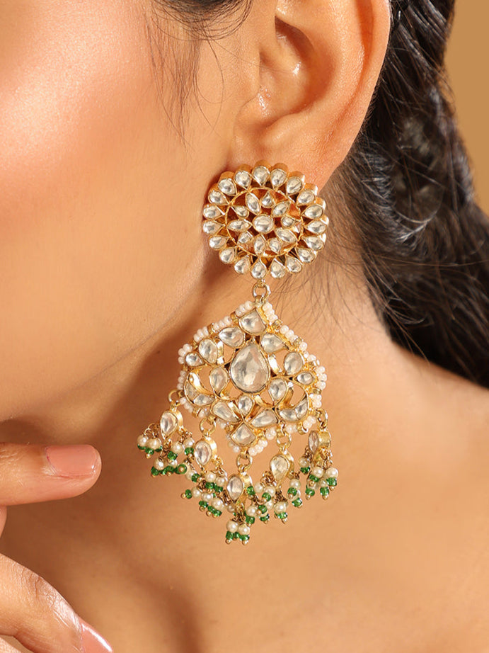 22K Gold Plated Traditional Kundan Dangler