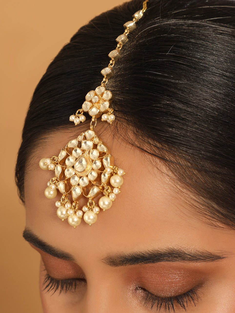 22K Gold-Plated Kundan Maang Tikka