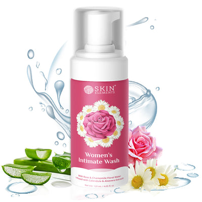 Skin Elements Intimate wash for Women (120 ml) with Rose & Chamomile Water, Calendula & Aloe Vera Extracts | Prevents Itching, Irritation & Bad Odor