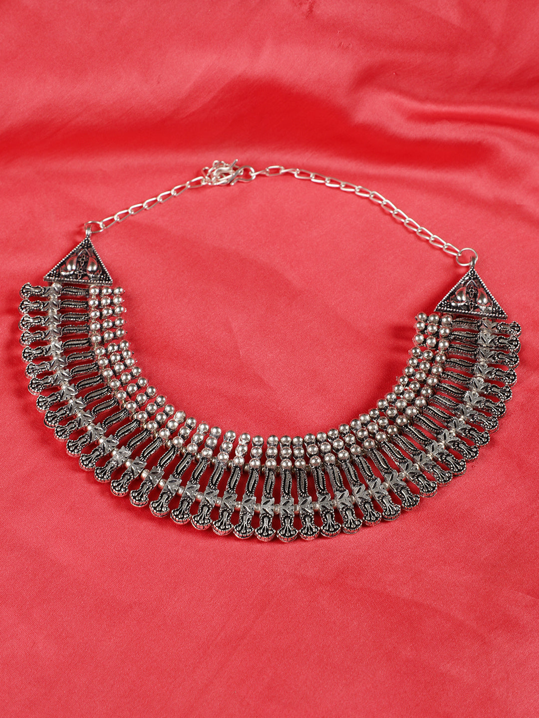 German Silver Silver-Plated Oxidized Necklace