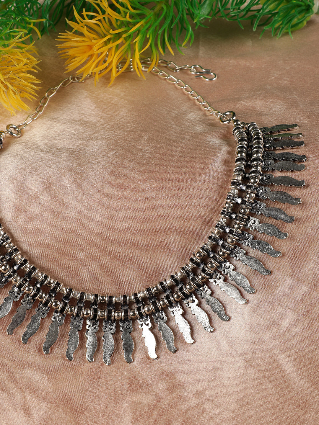 German Silver Silver-Plated Oxidised Necklace