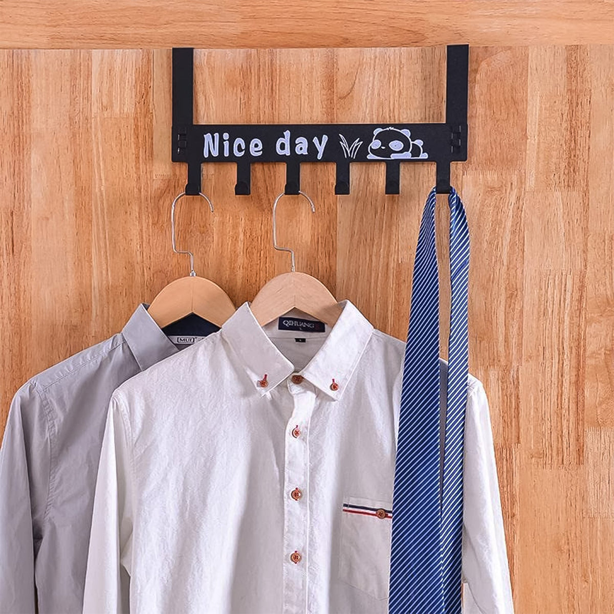 Heavy-duty Carbon Steel Door Hook Hanger Rack (2 Pc / 6 Hook / Black) HP DD