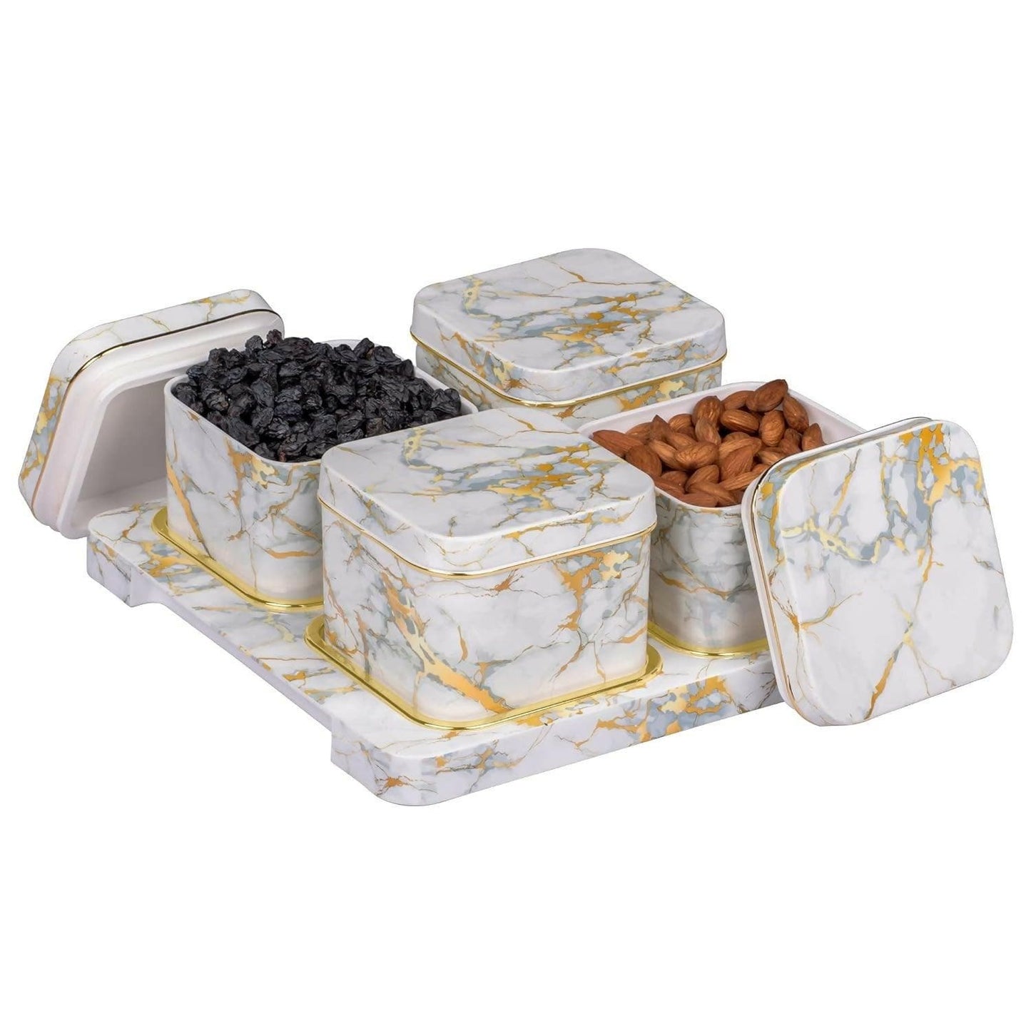 Selvel Airtight Dry Fruit Container Tray Set with Lid (4 Pieces, White, polypropylene) - HalfPe