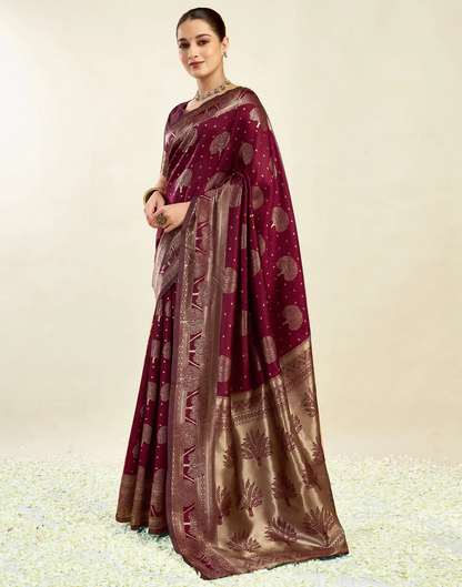 AXONIT Wedding & Festive Jacquard Saree with Heavy Zari Weaving