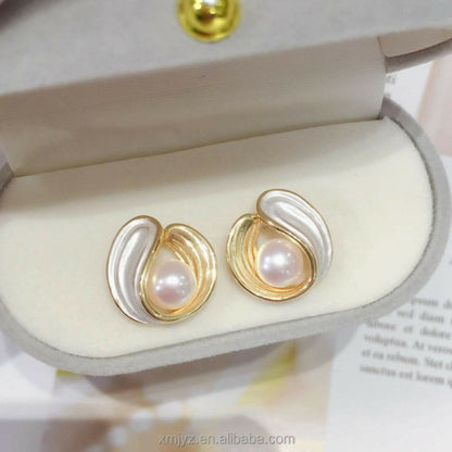 Modern Minimalist Hoop & Artistic Pearl Wave Earrings Set – Black & White Circle and Gold Pearl Swirl Design