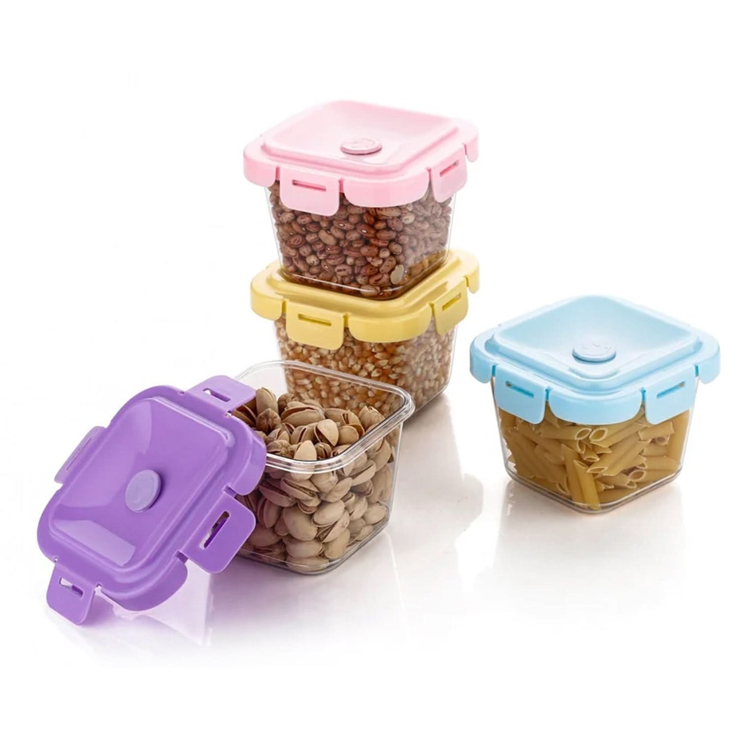 Plastic Food Storage Containers with Lids – 4 Pcs Set (500 ml Each)