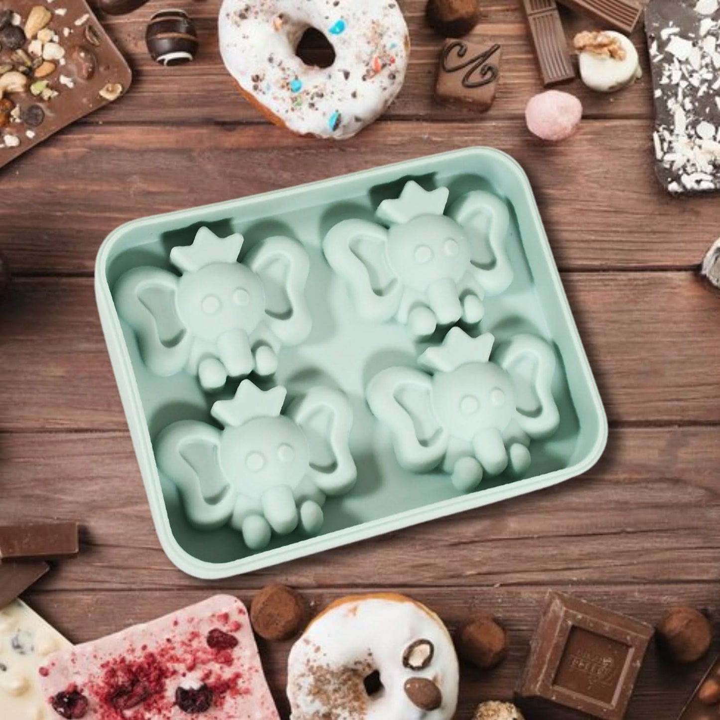 Silicone Cartoon Ice Cube Tray – 4-Grid Flexible Mold for Fridge (1 Pc)