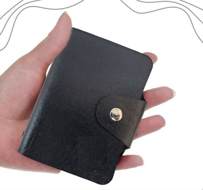 Multispace Black Button ATM , single piece Leatherette Textured Card Holder For Men