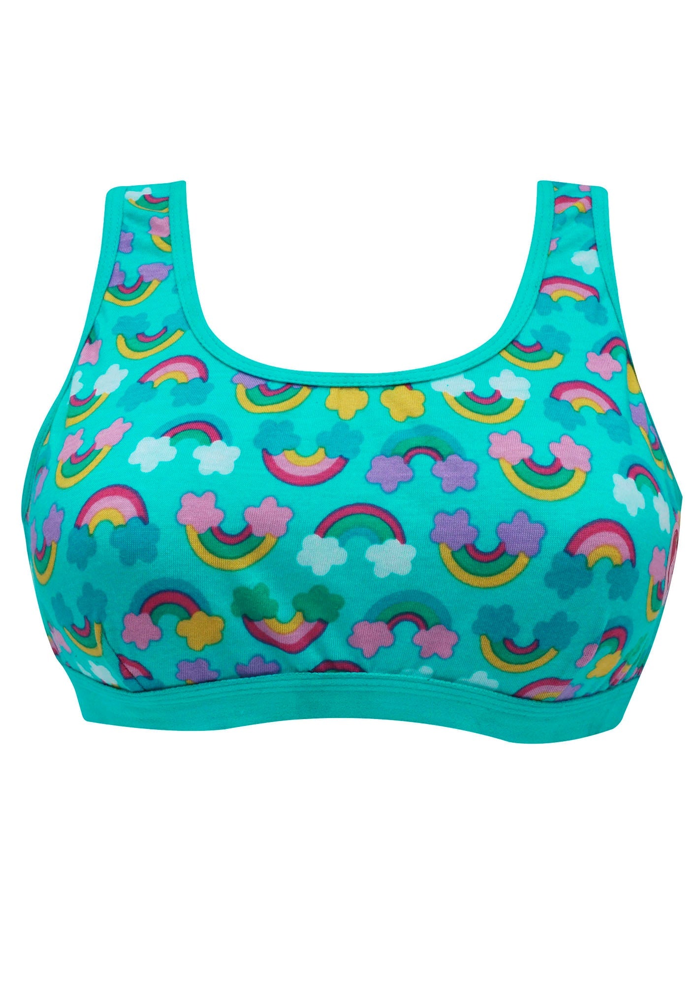 D'chica Essentials Assorted Single-Layer Broad Strap Cotton Sports Bra | Non-Padded Beginner Bra | Printed Style (Colour-Blue) Dchica Fashion Lifestyle