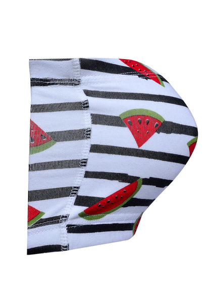 D'chica Essentials Assorted Double-Layer Cotton Tube Bra | Non-Padded Strapless Bra | Red Watermelon Print Bra (Colour-White) Dchica Fashion Lifestyle