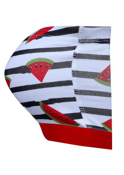 D'chica Essentials Assorted Double-Layer Cotton Tube Bras | Non-Padded Strapless Bra | Red Watermelon Print Bra| Color White| Dchica Fashion Lifestyle