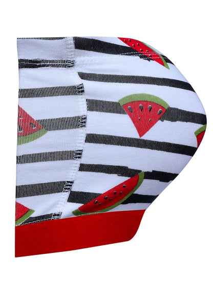 D'chica Essentials Assorted Double-Layer Cotton Tube Bras | Non-Padded Strapless Bra | Red Watermelon Print Bra| Color White| Dchica Fashion Lifestyle