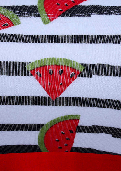 D'chica Essentials Assorted Double-Layer Cotton Tube Bras | Non-Padded Strapless Bra | Red Watermelon Print Bra| Color White| Dchica Fashion Lifestyle