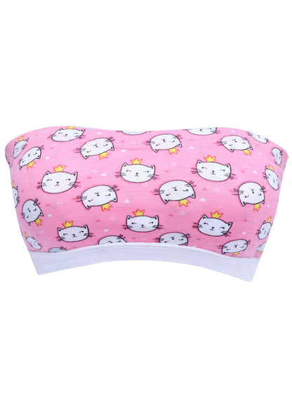 D'chica Essentials Assorted Pink Cat Print Tube Bra with Outer Elastic – Comfort Meets Cute|Color Pink|! Dchica Fashion Lifestyle