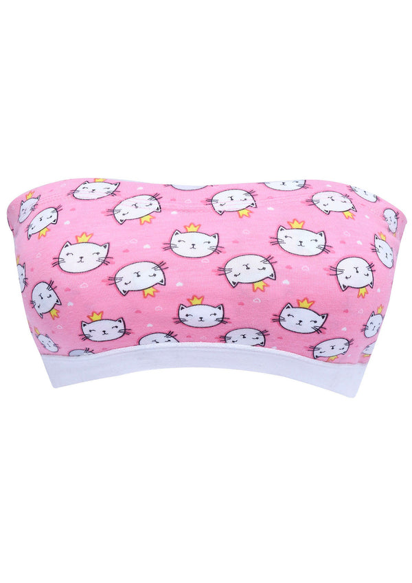 D'chica Essentials Assorted Pink Cat Print Tube Bra with Outer Elastic – Comfort Meets Cute|Color Pink|! Dchica Fashion Lifestyle