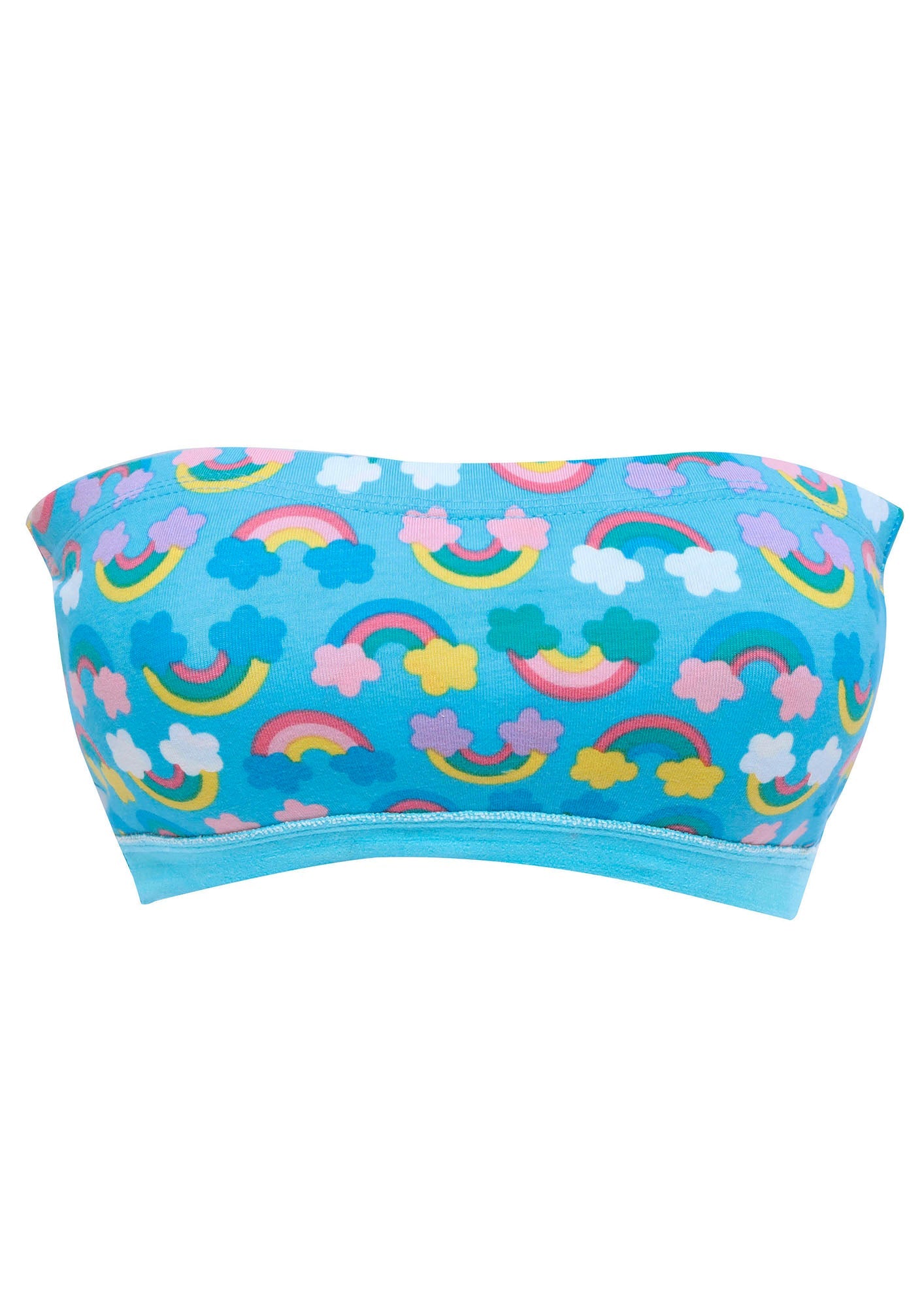 D'chica Essentials Assorted Double-Layer Cotton Strapless Bras | Non-Padded Tube Tops | Rainbow Print Bra|Color Blue| Dchica Fashion Lifestyle