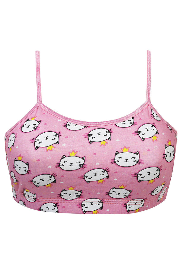 D'chica Essentials Assorted Double-Layer Thin Strap Cotton Sports Bra | Non-Padded Beginner Bra | Kitty Print Bra Dchica Fashion Lifestyle