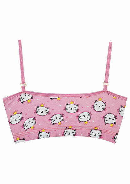 D'chica Essentials Assorted Double-Layer Thin Strap Cotton Sports Bra | Non-Padded Beginner Bra | Kitty Print Bra Dchica Fashion Lifestyle