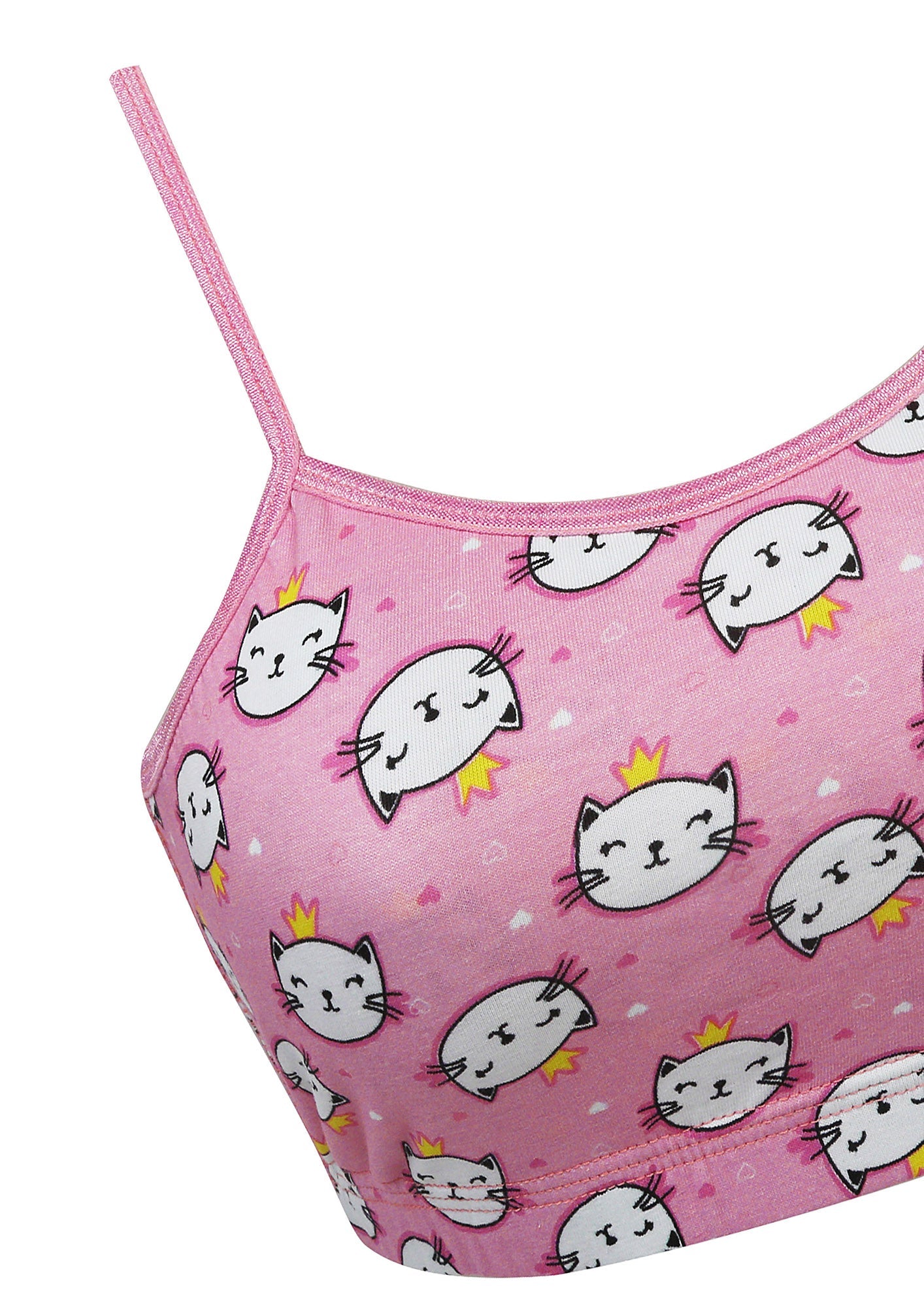 D'chica Essentials Assorted Double-Layer Thin Strap Cotton Sports Bra | Non-Padded Beginner Bra | Kitty Print Bra Dchica Fashion Lifestyle