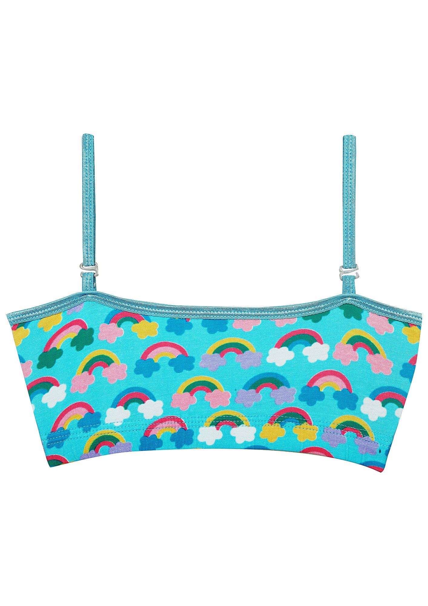 D'chica Essentials Assorted Double-Layer Thin Strap Cotton Sports Bra | Non-Padded Beginner Bra | Graphic Print Bra|Color Blue| Dchica Fashion Lifestyle