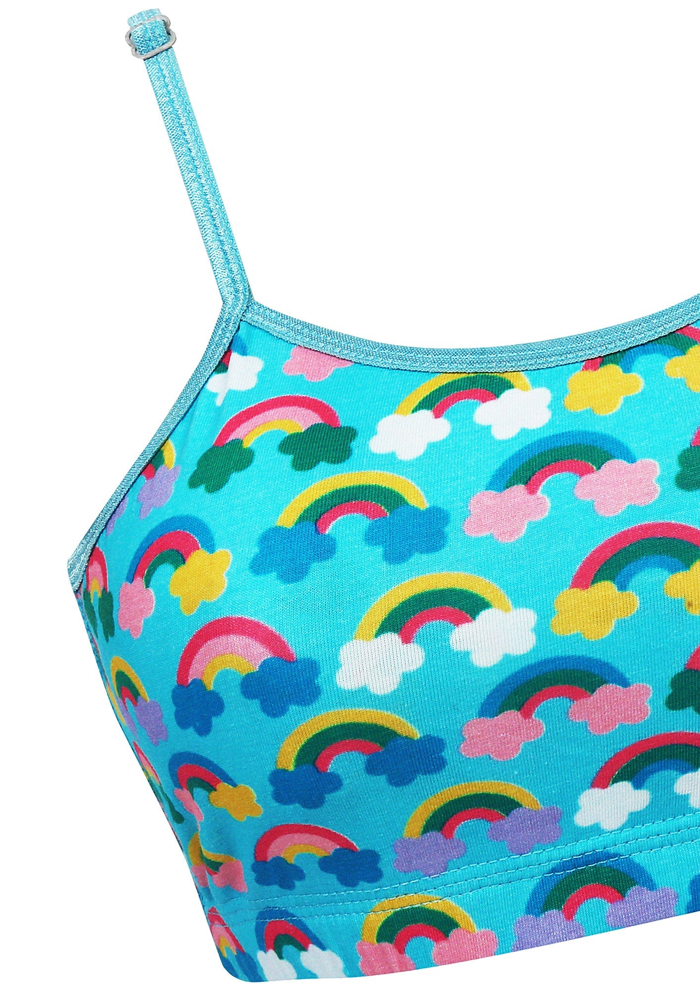 D'chica Essentials Assorted Double-Layer Thin Strap Cotton Sports Bra | Non-Padded Beginner Bra | Graphic Print Bra|Color Blue| Dchica Fashion Lifestyle