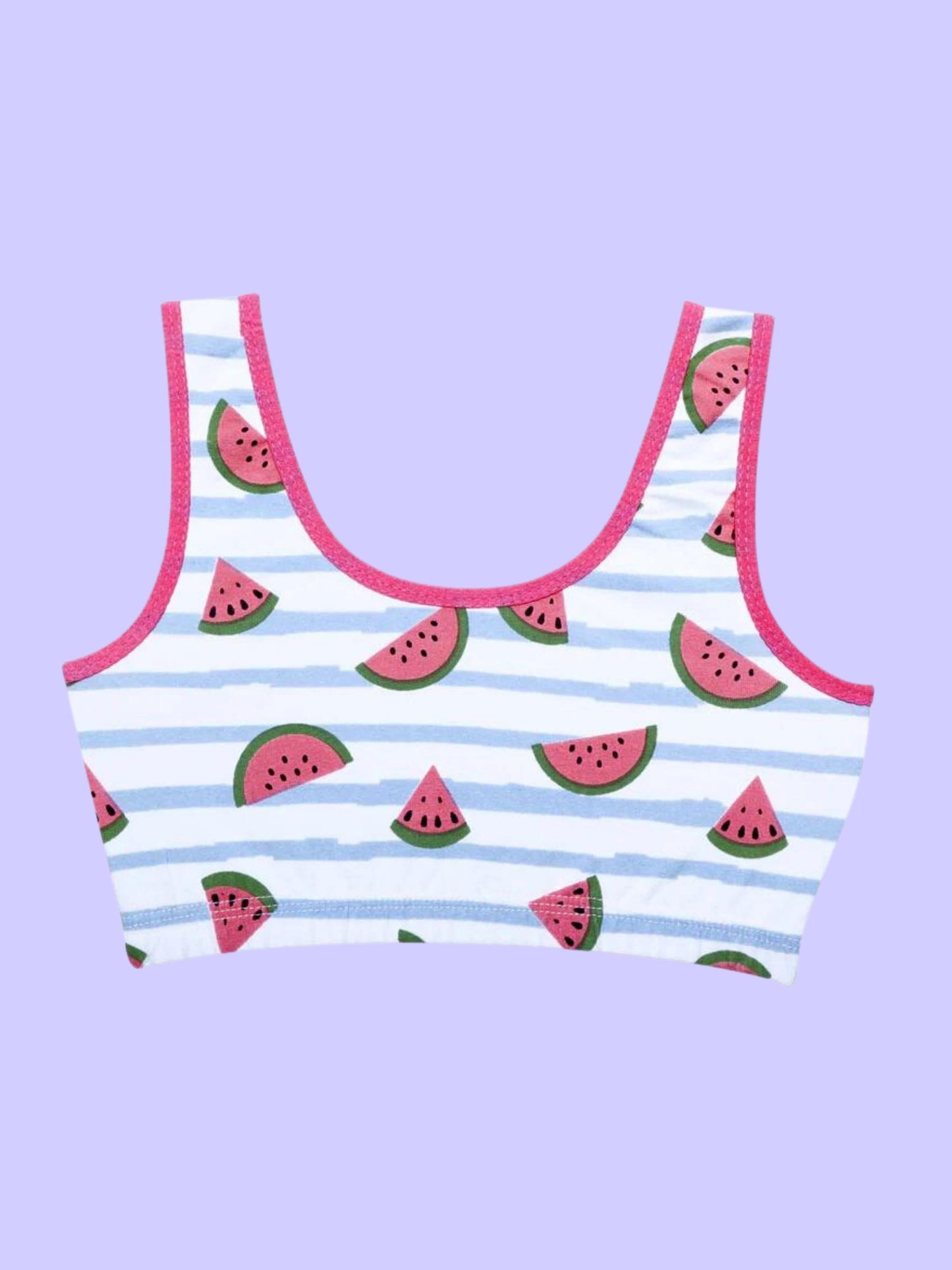 D'chica Essentials Assorted Double-Layer Broad Strap Cotton Sports Bra | Non-Padded Beginner Bra | Printed Design|Color White| Dchica Fashion Lifestyle