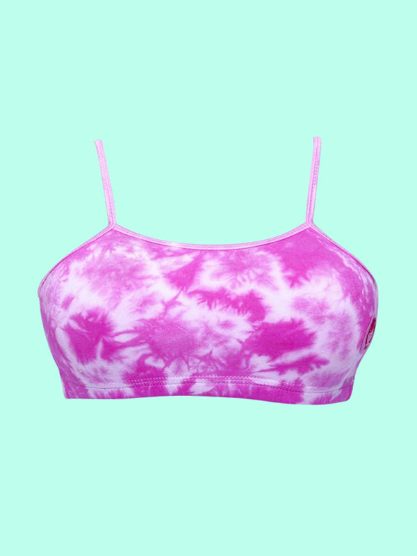 D'chica Essentials Assorted Cotton Sports Bra | Double-Layer Thin Strap | Non-Padded Beginner Bra | Printed Pattern (Colour-Pink) Dchica Fashion Lifestyle