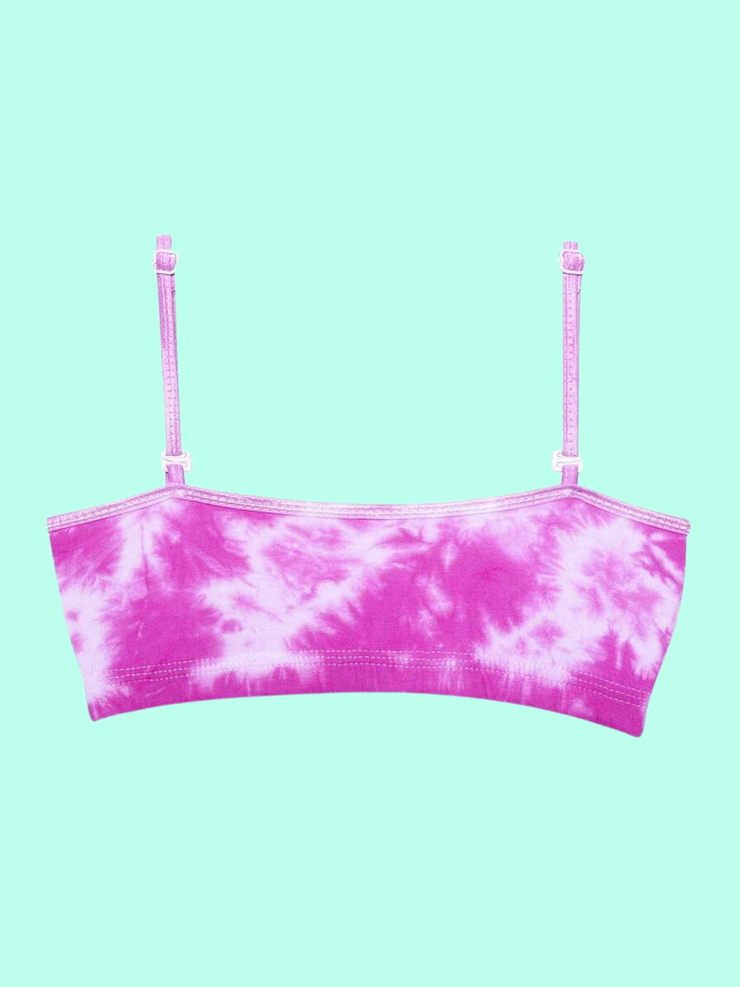 D'chica Essentials Assorted Cotton Sports Bra | Double-Layer Thin Strap | Non-Padded Beginner Bra | Printed Pattern (Colour-Pink) Dchica Fashion Lifestyle