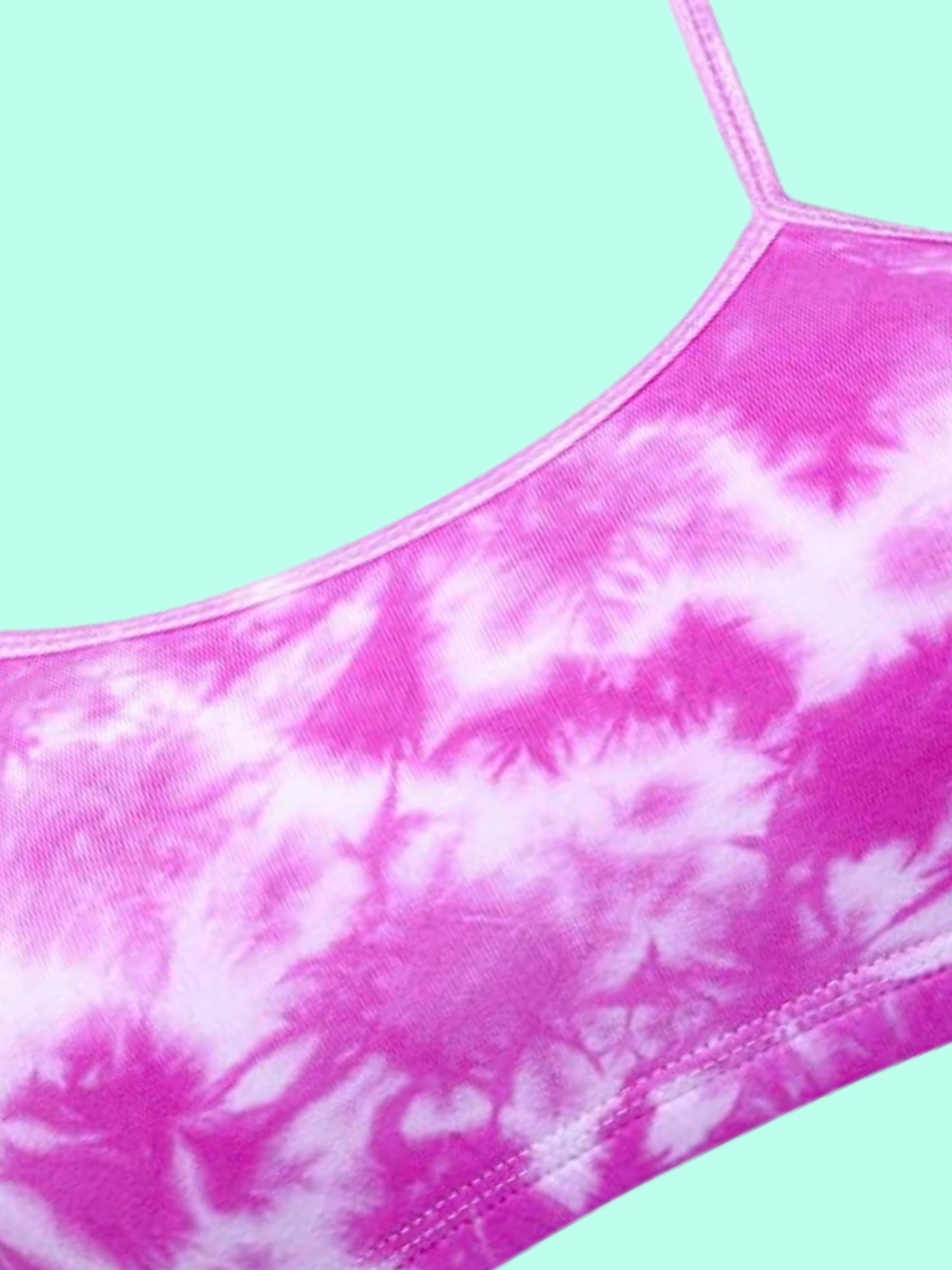 D'chica Essentials Assorted Cotton Sports Bra | Double-Layer Thin Strap | Non-Padded Beginner Bra | Printed Pattern (Colour-Pink) Dchica Fashion Lifestyle