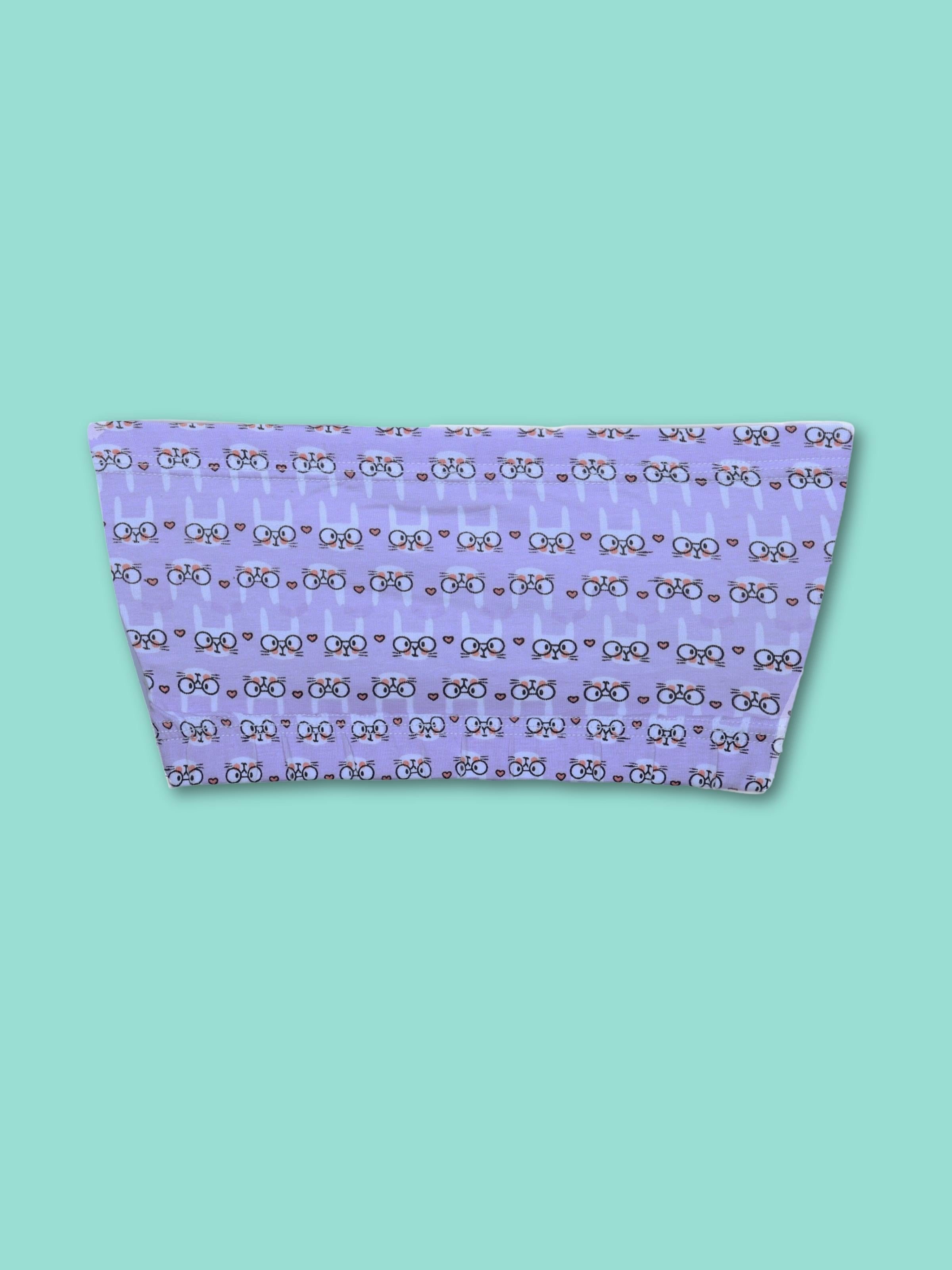 D'chica Essentials Assorted Double-Layer Cotton Tube Bras | Non-Padded Tube Tops | Bunny Print Bra (Colour-Purple) Dchica Fashion Lifestyle