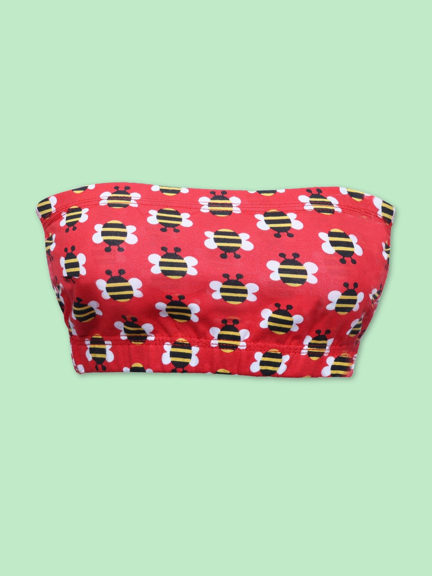 D'chica Essentials Assorted Double-layer Cotton Tube Bra | Non Padded Tube Top | Red Bee Print (Colour-Red) Dchica Fashion Lifestyle