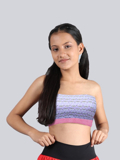 D'chica Essentials Assorted Double-Layer colour (Purple) Cotton Tube Bra | Non-Padded Tube Top | Bunny Print Bra Dchica Fashion Lifestyle