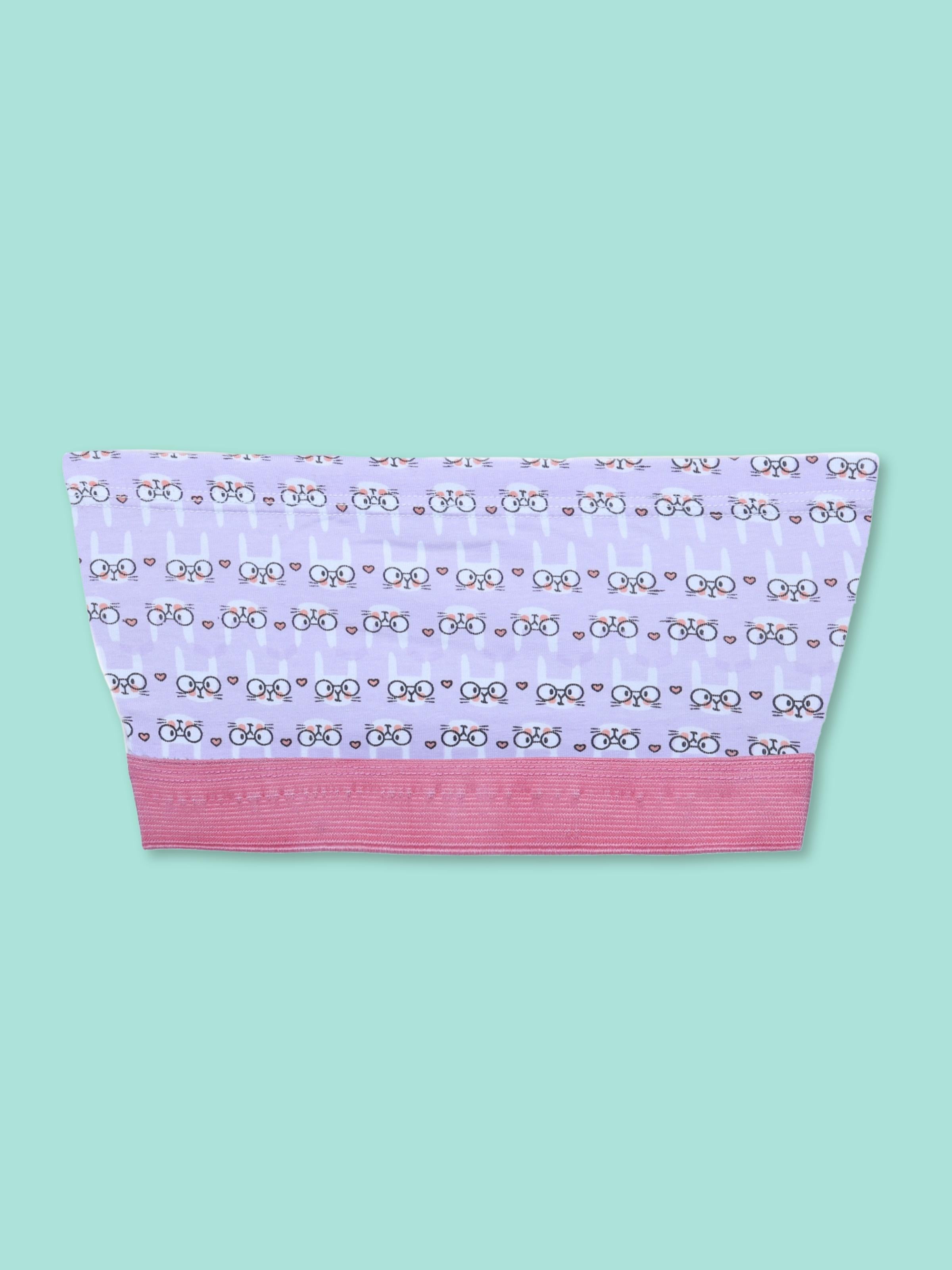 D'chica Essentials Assorted Double-Layer colour (Purple) Cotton Tube Bra | Non-Padded Tube Top | Bunny Print Bra Dchica Fashion Lifestyle