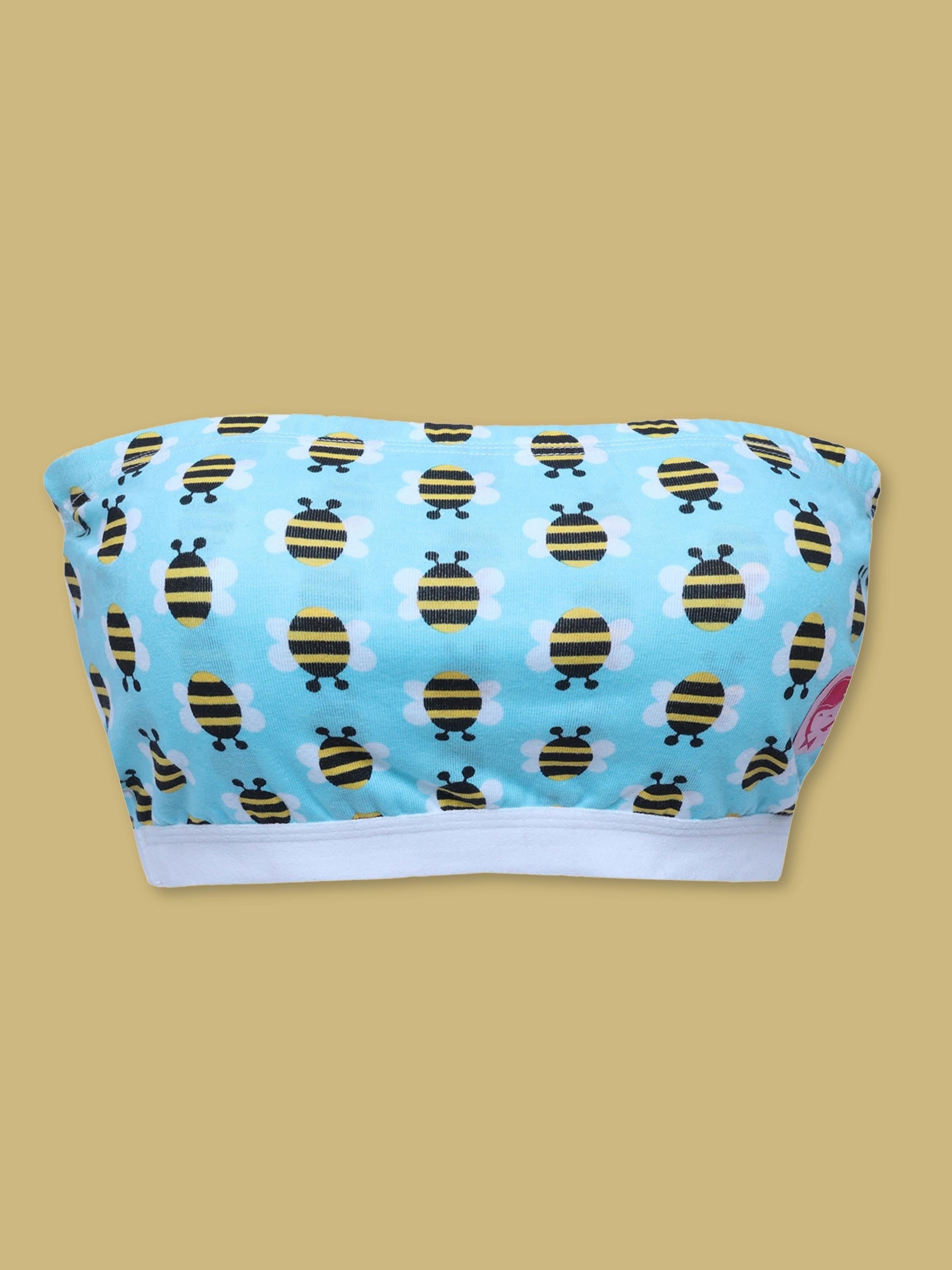 D'chica Essentials Assorted colour (Blue) Double-Layer Cotton Tube Bra | Non-Padded Tube Top | Bee Printed Bra Dchica Fashion Lifestyle