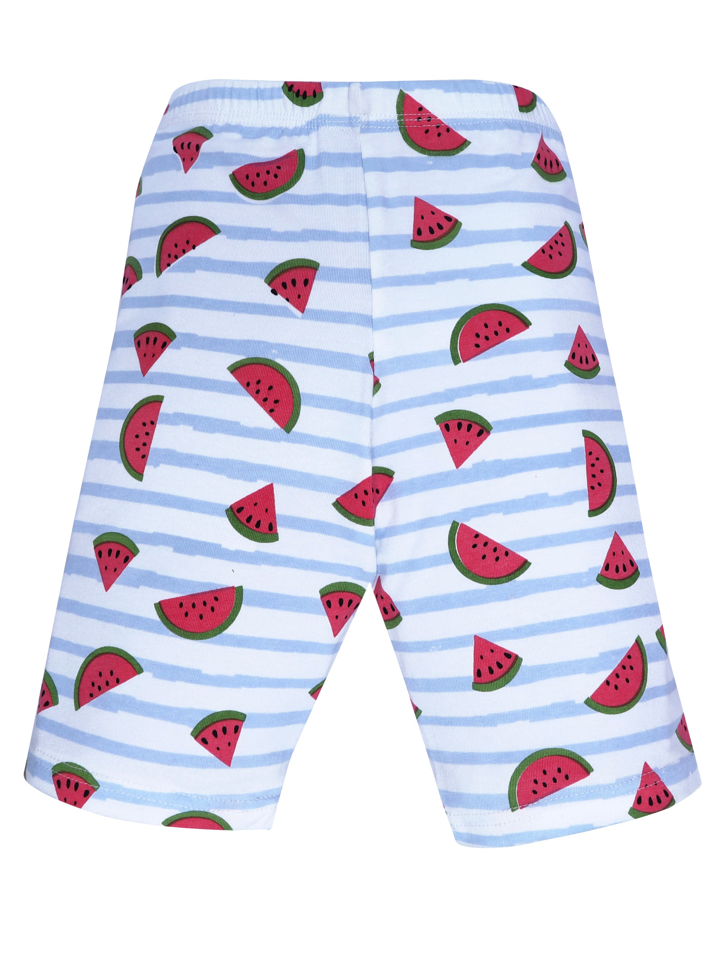D'chica Essentials Assorted Watermelon (Blue and White) Printed Cycling Shorts – Fun, Fresh, and Comfortable! | Color (White) Dchica Fashion Lifestyle