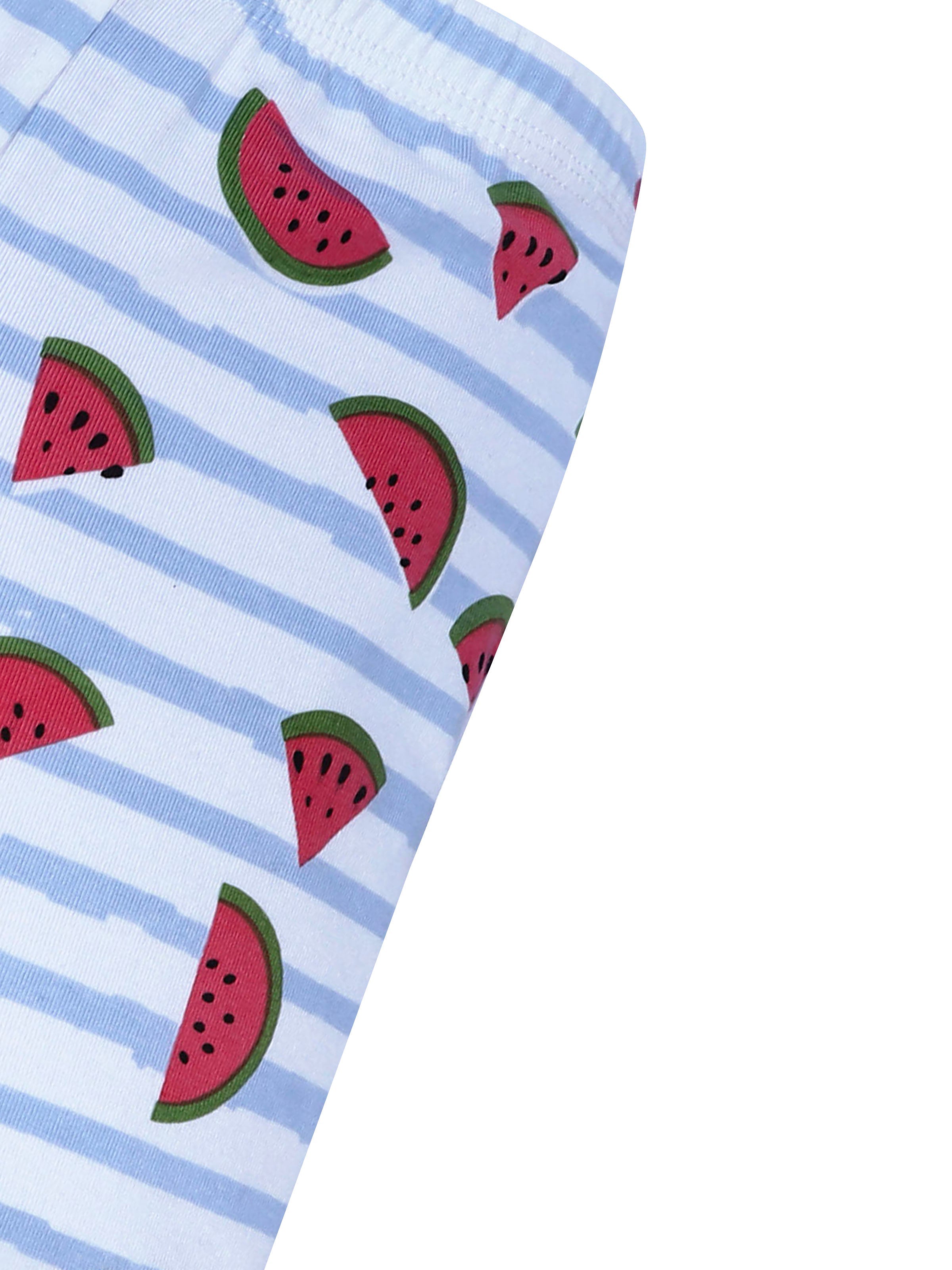 D'chica Essentials Assorted Watermelon (Blue and White) Printed Cycling Shorts – Fun, Fresh, and Comfortable! | Color (White) Dchica Fashion Lifestyle