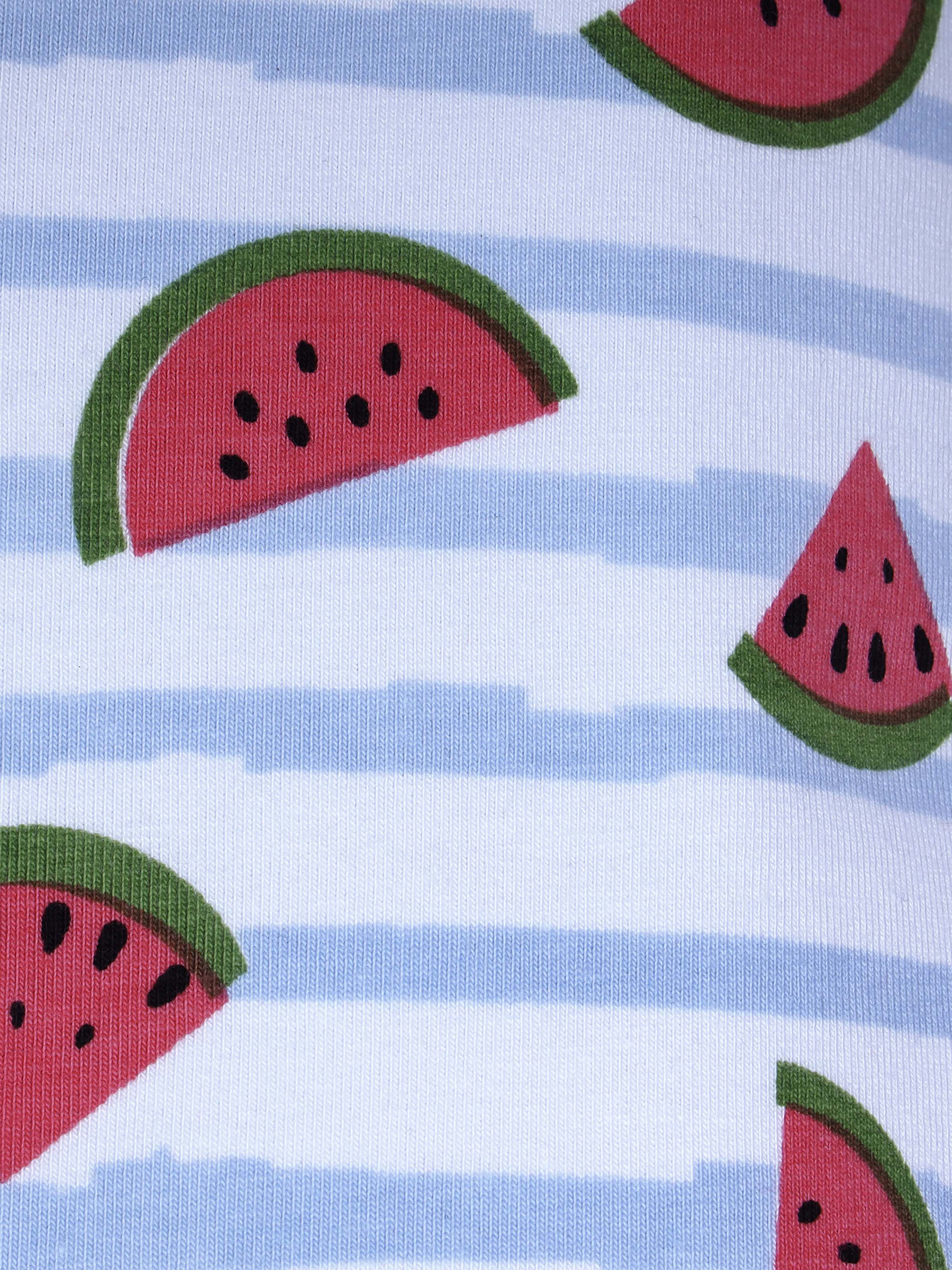 D'chica Essentials Assorted Watermelon (Blue and White) Printed Cycling Shorts – Fun, Fresh, and Comfortable! | Color (White) Dchica Fashion Lifestyle