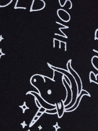 D'chica Essentials Assorted Metallic Print Black & Silver Cycling Shorts – Stylish, Bold, and Comfortable! | Color (Black) Dchica Fashion Lifestyle