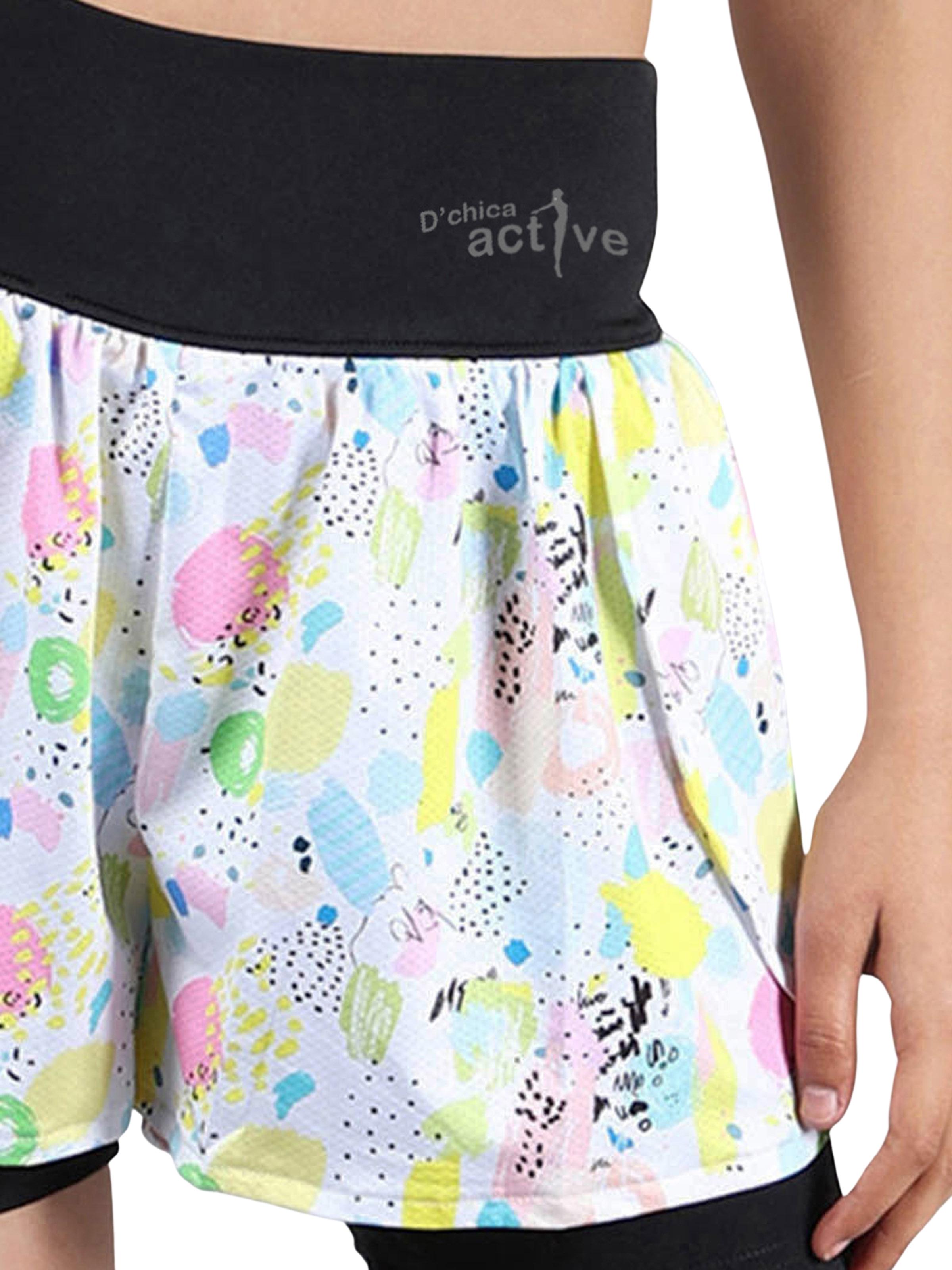 D'chica Essentials Assorted Multicolour Overlapping Shorts With Tights | Side Pocket For Essentials | Color (Black) Dchica Fashion Lifestyle