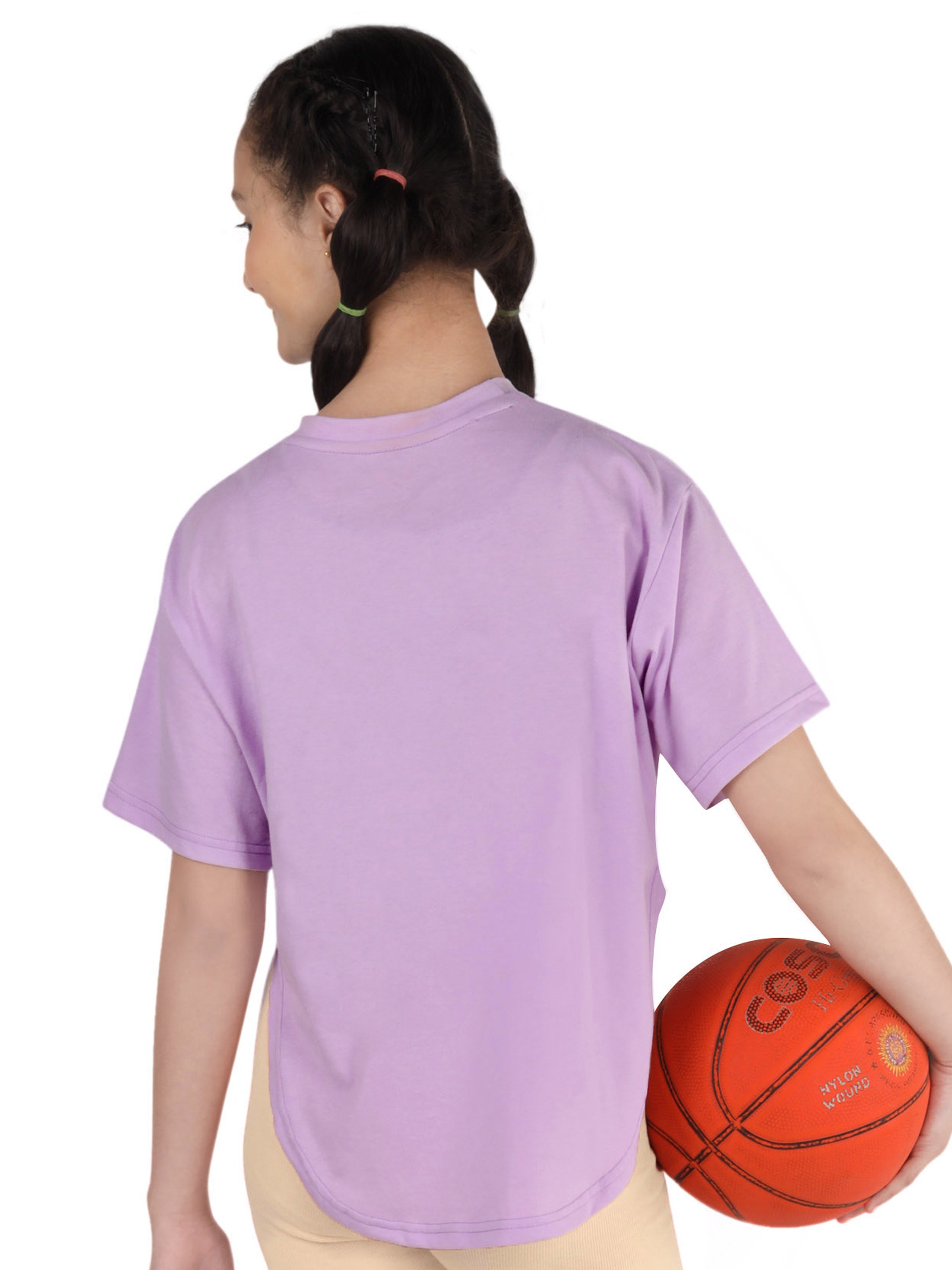 D'chica Essentials Assorted Trendy T-shirt | High-Low Hemline | Breathable Cotton for Casual & Athletic Wear( colour Purple) Dchica Fashion Lifestyle