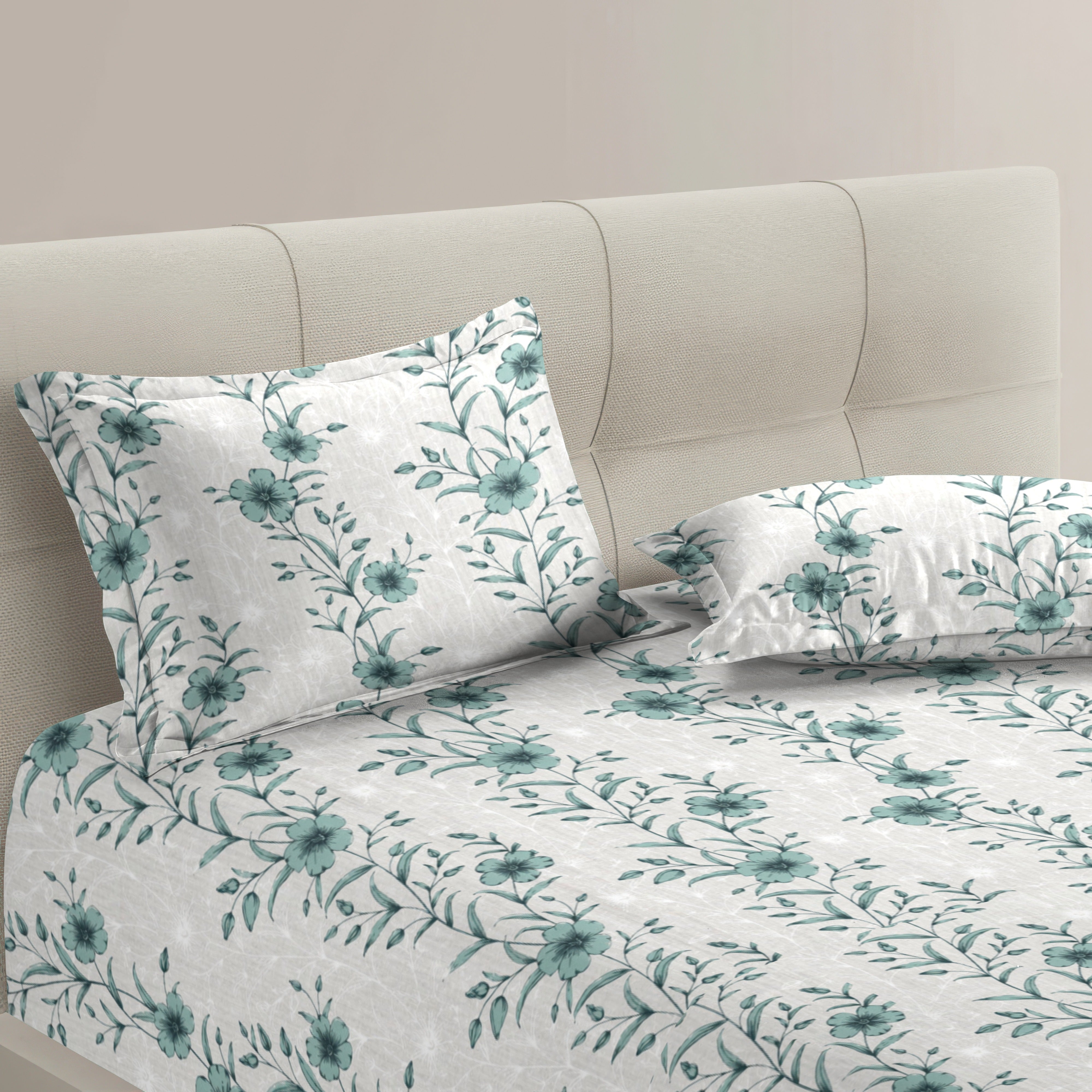 Petal 100% Pure Cotton Collection Percale Super King Bedsheet With 2 Pillow Covers(DELETE)