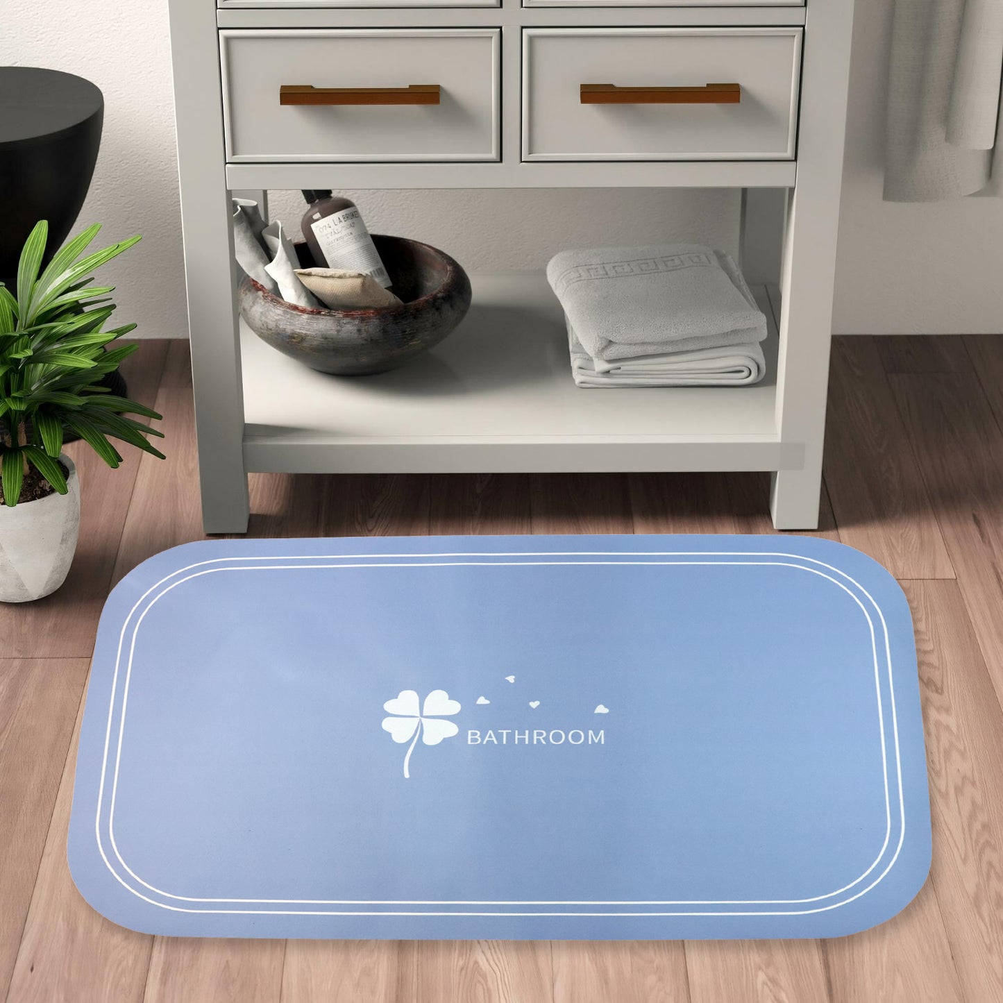 Large Anti-Slip Bathroom Floor Mat – 80 × 50 cm Quick-Dry Water-Resistant PVC/TPR Mat with Rounded Corners