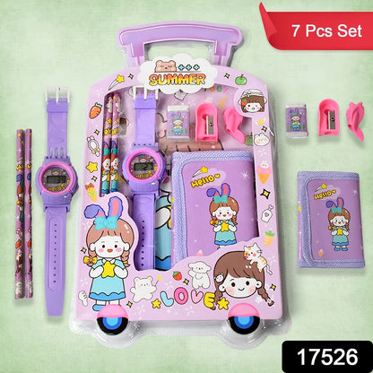 Stationery Set for Kids – 7-in-1 School Supplies Kit with Pencils, Eraser, Sharpener & More