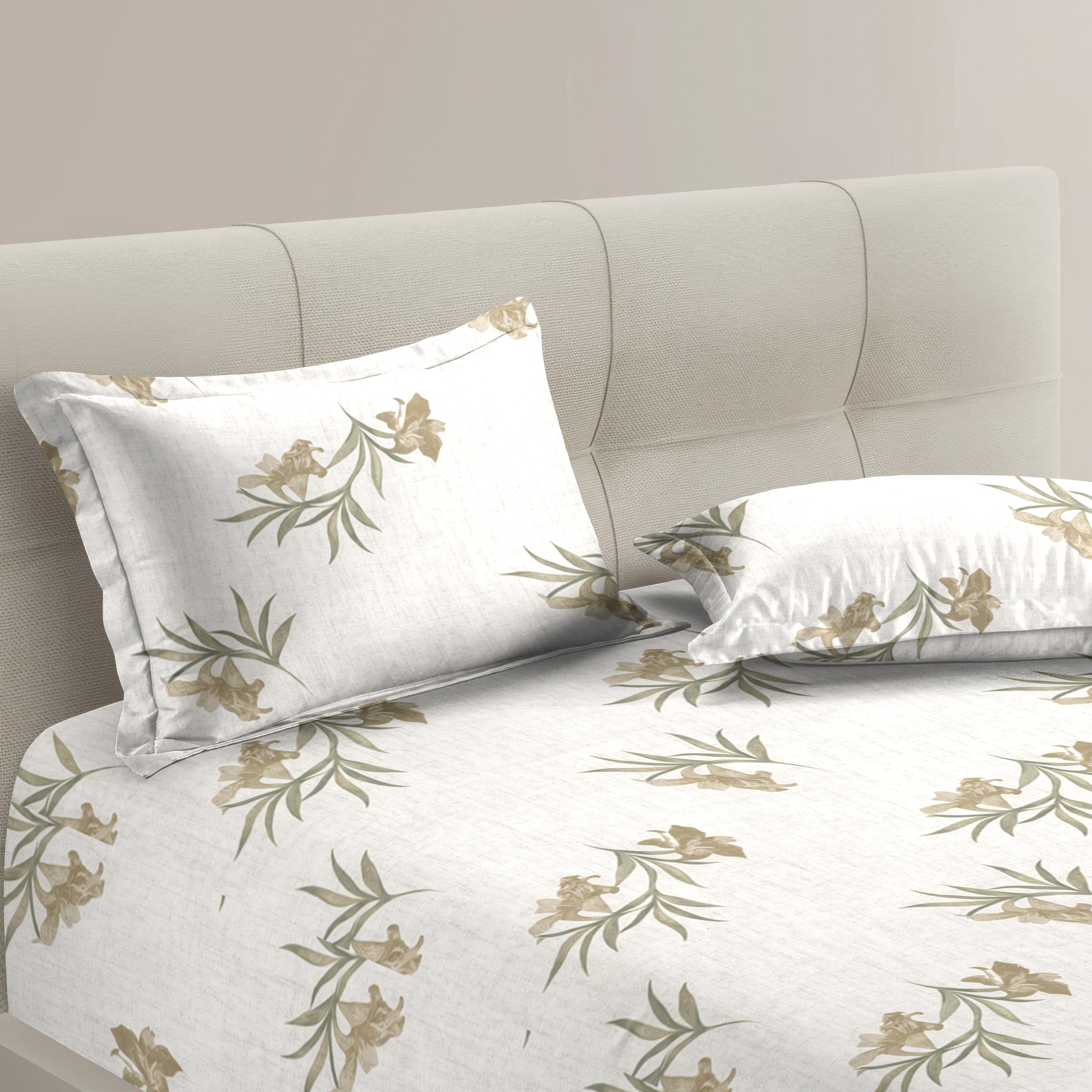 Petal 100% Pure Cotton Collection Premium Percale Queen Bedsheet With 2 Pillow Covers