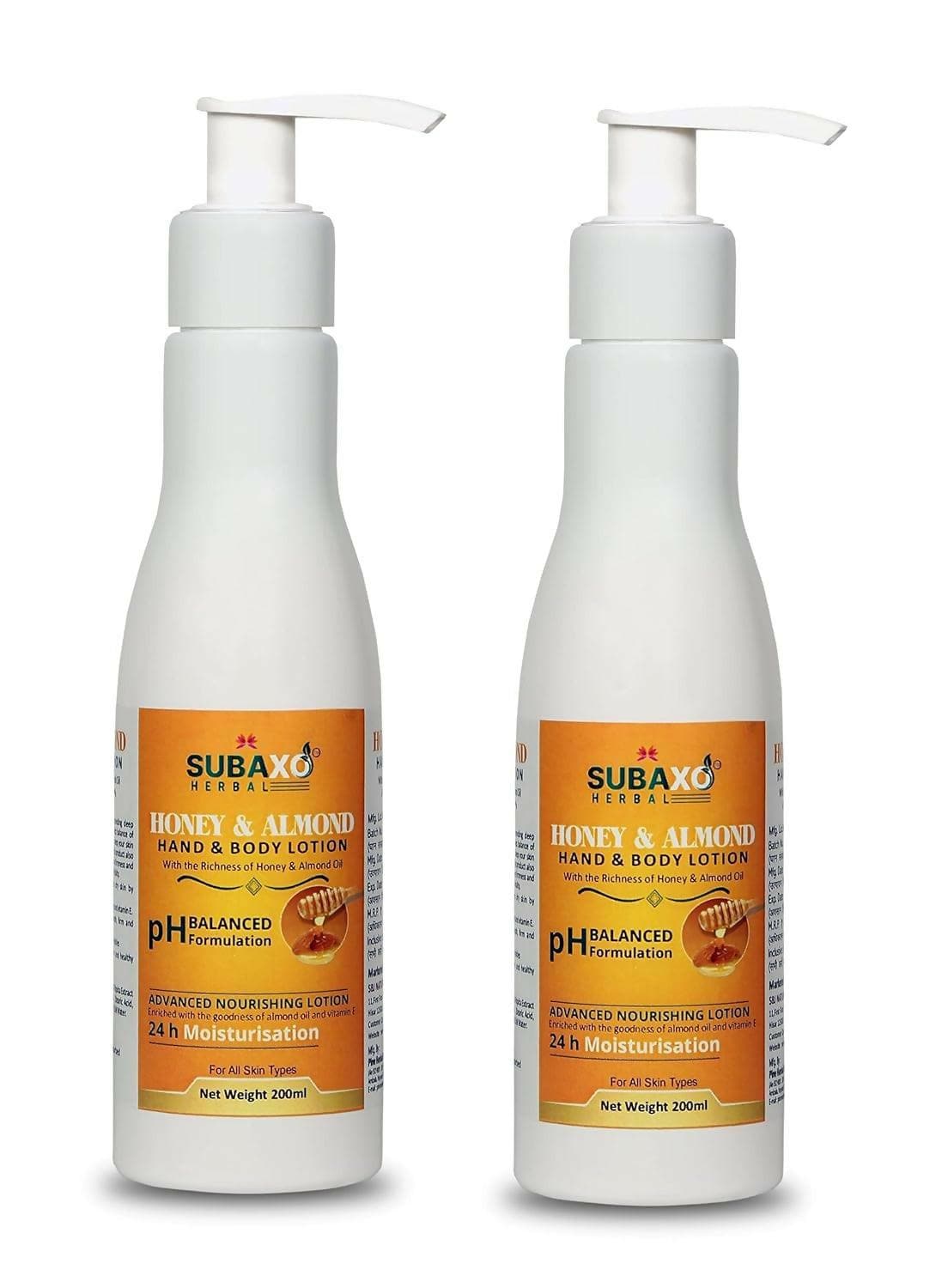 SUBAXO Honey & Almond Herbal Hand & Body Lotion Duo (2x200ml,Pack Of 2) - HalfPe