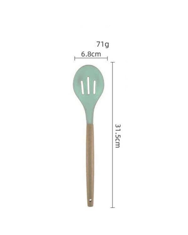 P-Plus International Silicone Cooking Spoon BPA Free 480°F Heat-Resistant Rubber Non-Stick Slotted Spoon for Mixing (pack of 2 - Green) - HalfPe