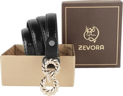 ZEVORA Women Casual, Evening, Formal, Party Black Genuine Leather Belt - HalfPe