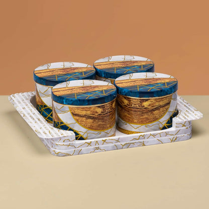 SELVEL Airtight Dry Fruit Container Tray Set with Lid (4 Pieces, Blue, polypropylene) - HalfPe