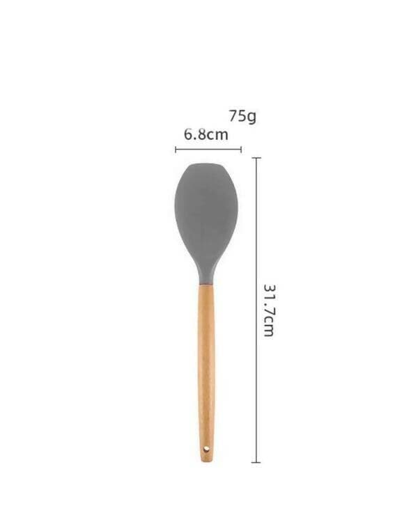 P-Plus International Premium Silicone Spatula Flexible & Heat Resistant Rubber Spatula with Wood Handle (Grey – Pack of 2) - HalfPe