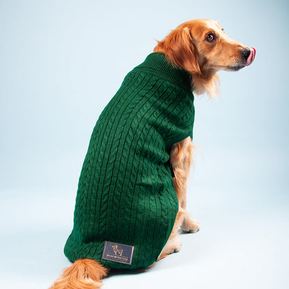 HUFT Cable Knit Dog Sweater - Dark Green - Heads Up For Tails